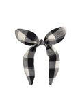 Headband White and Black checked pattern with a bow