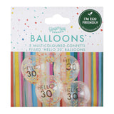 Hello 30 Rainbow Confetti 30th Birthday Balloons
