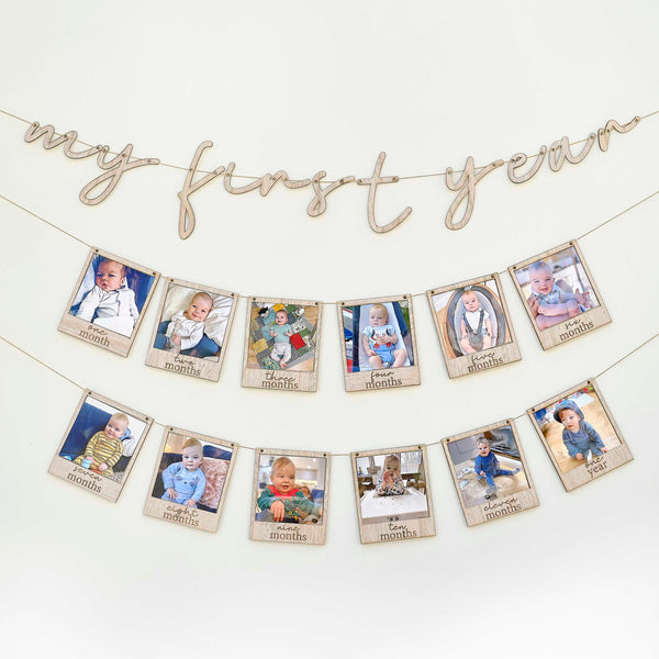 My First Year Wooden Baby Photo Bunting