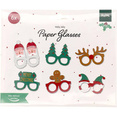 Glasses - Holly Jolly - Paper - 6 pieces
