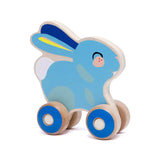 Wooden push toy blue rabbit