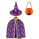 Set 3 pieces witch 3  Cape 80cm +hat 34cm + bag 28cm Orange OR Purple
