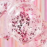 Pink Confetti Balloons -5 balloons - Ginger Ray