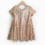Rose Gold Sequin Dress - Short Sleeves