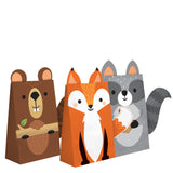 WILD ONE WOODLAND ANIMALS SHAPED PAPER TREAT BAGS WITH ATTACHMENTS