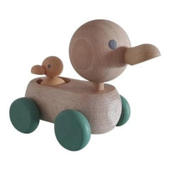 (242) wooden mum and baby duck - nordic