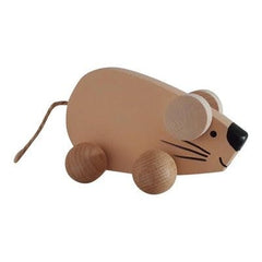 (224) wooden mouse on wheels - apricot