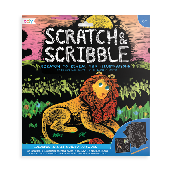 Colorful safari scratch and scribble scratch art kit