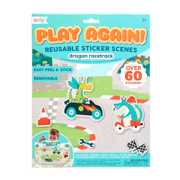 play again! reusable sticker scenes - dragon racetrack