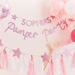 Pink Glitter Customisable Pamper Party Bunting