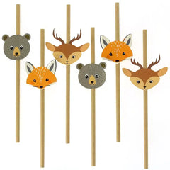 6 Forest Animals Paper Straws