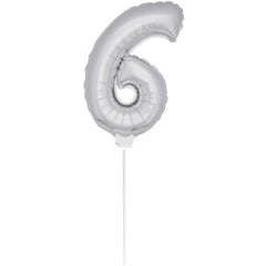 Figure Balloon XS Silver Number 6 - 36cm