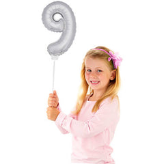 Figure Balloon XS Silver Number 9 - 36cm