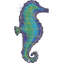 Glitter Holographic Seahorse 36" Foil Balloon