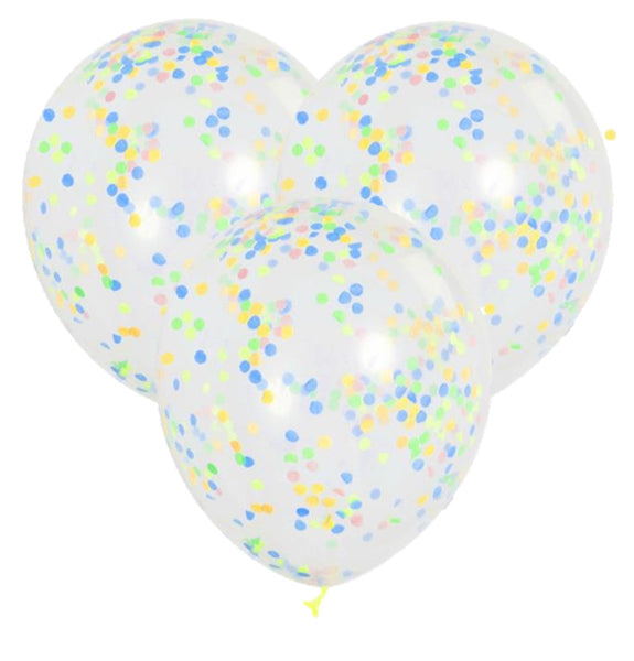 3 Ballons transparents confettis PASTEL