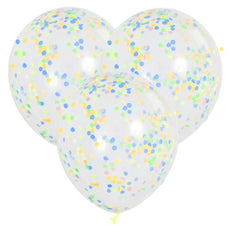 3 Ballons transparents confettis PASTEL