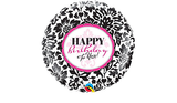 Balloon happy birthday black/ white/ rose