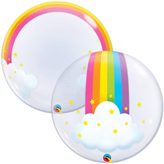 24" Deco Bubble-Rainbow Clouds Foil Balloon - Qualatex