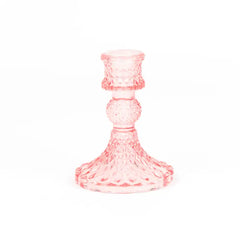 Pack Of 2 Large Pink Crystal Candle Holders Hf