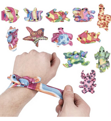 12 Fabric Animal Themed Snap Bracelets for Boys and Girls