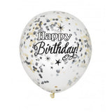 (58285) Glitter Birthday Confetti Balloons Pack of 6
