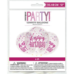 (56452) Party confetti Balloons Happy Birthday - PINK