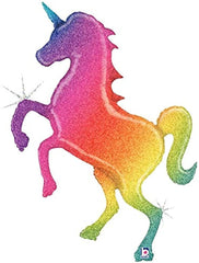 54" Glitter Rainbow Unicorn Shape Mylar Balloon