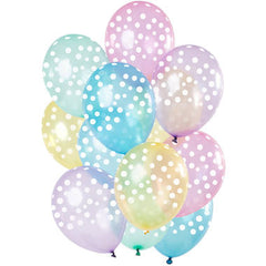 Balloons Small Dots Pastel Transparent 30cm - 15 pieces
