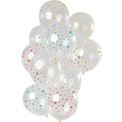 Balloons Stars Multi Colors Transparent 30cm - 12 pieces