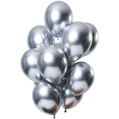 Balloons Mirror Effect Silver 33cm - 12 pieces