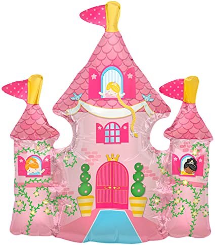 Pretty Princess Castle Tower Air-Fill Mini Shape 14" Foil Balloon, Pink