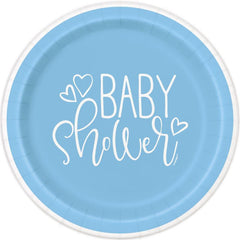 8 Blue Plates 23 cm - ECOLOGICAL Baby Shower