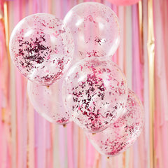 Pink Confetti Balloons -5 balloons - Ginger Ray