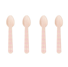 8 Wooden spoons Losanges - Light pink