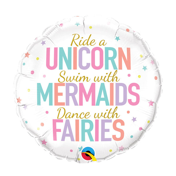 Foil balloon 18″ Unicorn Mermaids Fairies