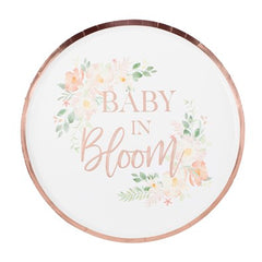 Rose Gold Baby In Bloom Baby Shower Plates