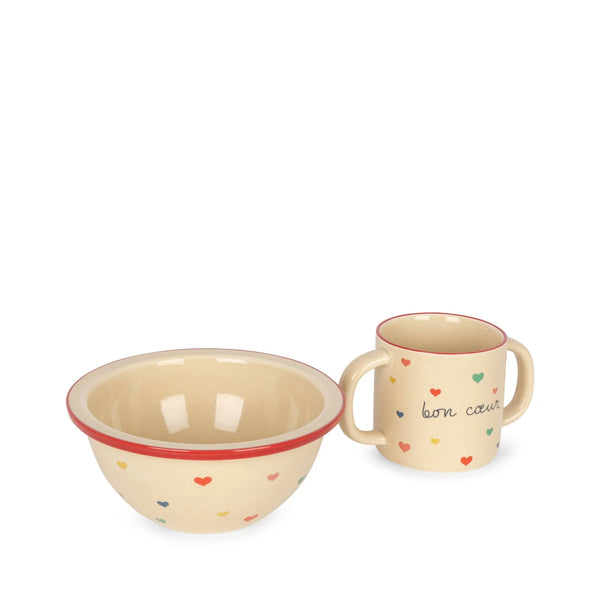 ceramic cup and bowl - bon coeur
