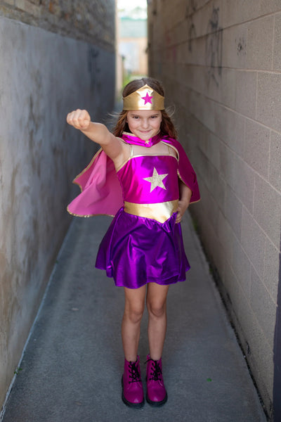 Superhero Star Dress Cape Crown 4 - 6 yrs