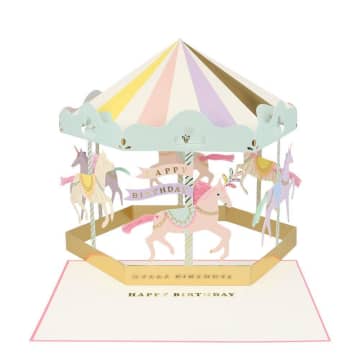 Happy Birthday stand up carrousel Greeting Card