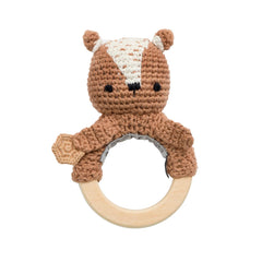 Crochet rattle, Milo the bear, twig brown