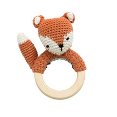 Crochet rattle, Sparky the fox, fox tail red