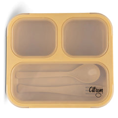 Lunch Box with Fork and Spoon - Yellow