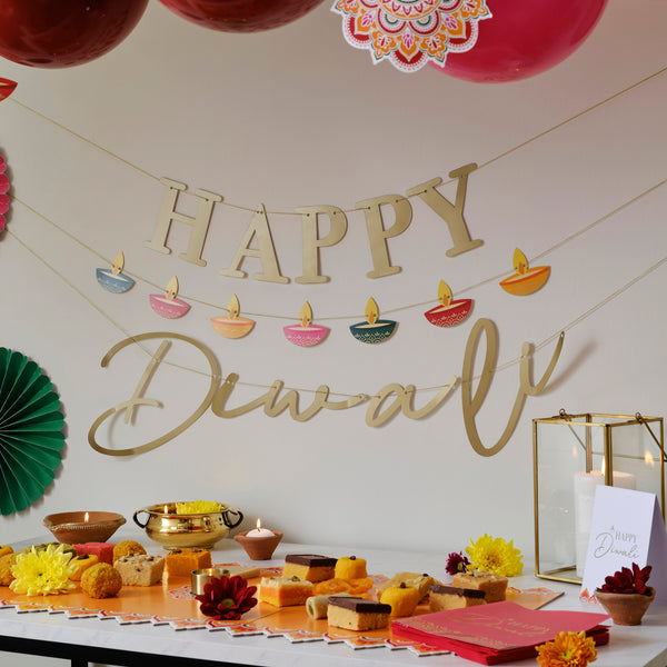 Gold Happy Diwali Banner