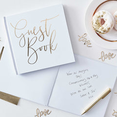 White and Gold Foiled Wedding Guest Book