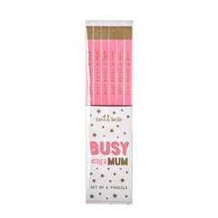 Busy being a mum set of 6 pencils