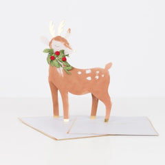 Festive Reindeer Stand Up Christmas Card