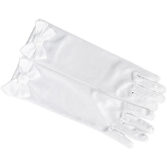 Princess Gloves With Bow, White