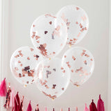 Rose Gold Heart Shaped Confetti Balloons