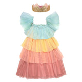 Rainbow ruffle princess dress up 5-6 yrs