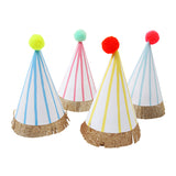 Stripe Pompom Party Hats (set of 8)